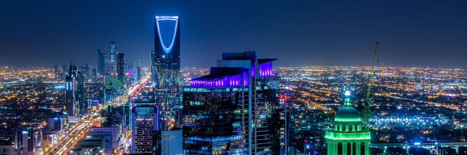 Riyadh skyline at dusk, home market of NOA Commercial Realty